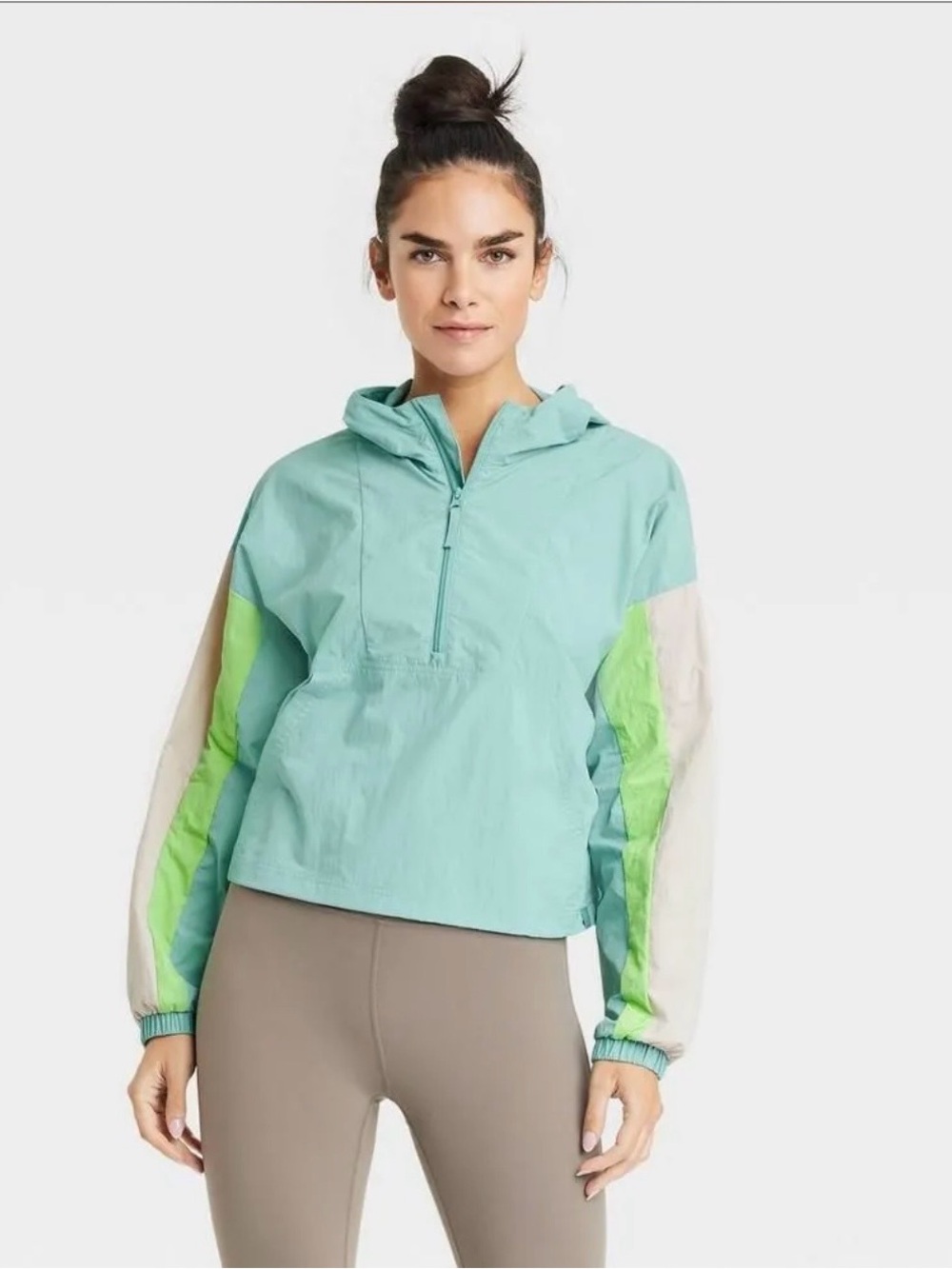 JoyLab Pullover Windbreaker Blue & Green Womens